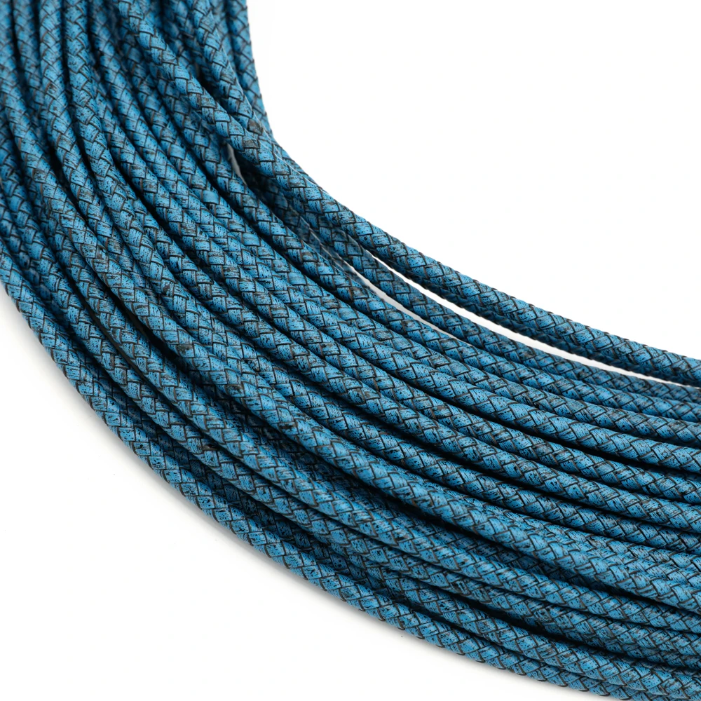 2M Genuine Braided Leather String Round 3-6mm Vintage Leather Cord for DIY Jewelry Bracelet Findings Weaving Material Accessorie image 4