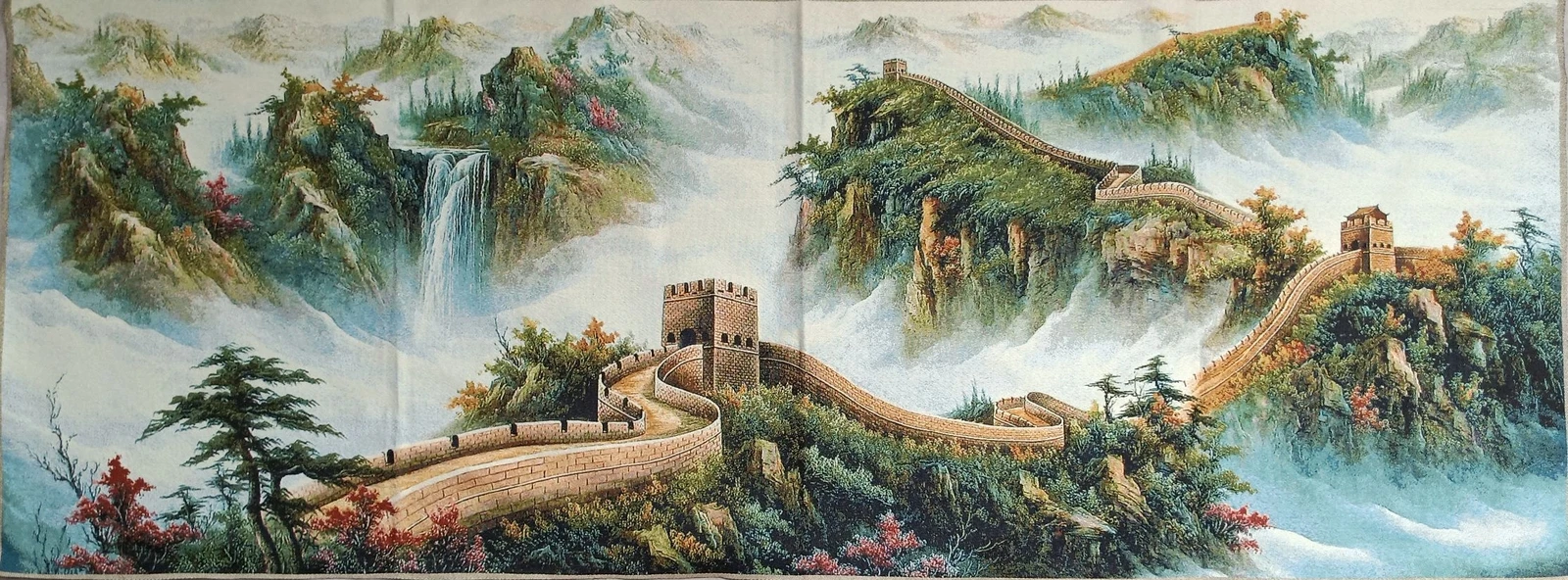 Silk Great Wall Scenery Tapestry Wall Hanging Mural Meditation Decorative China Cloth Artwork for Home Decor