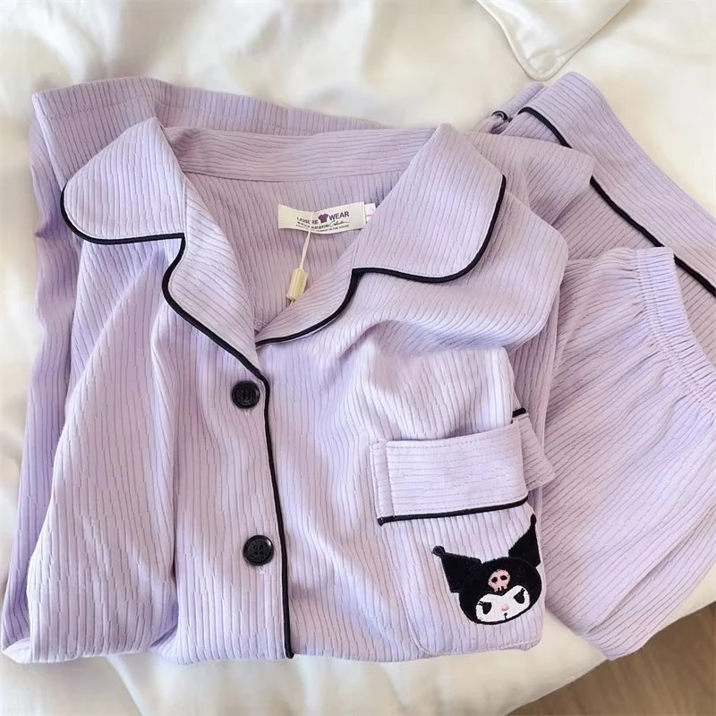 

Kuromi Hello Kitty Woman Pajamas Kawaii Summer Anime Sanrio Cartoon Short Sleeve Loose Casual Pajamas Girl Short Sleeve Homewear