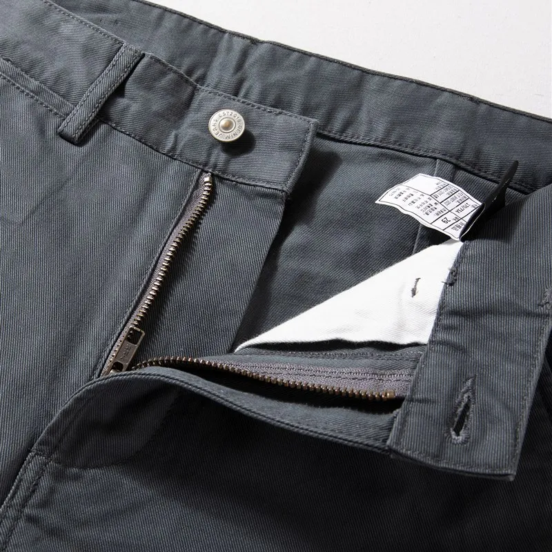 

Мужские повседневные хлопковые прямые брюки, удобные дышащие модные рабочие брюки свободного покроя, осенние сезонные брюки