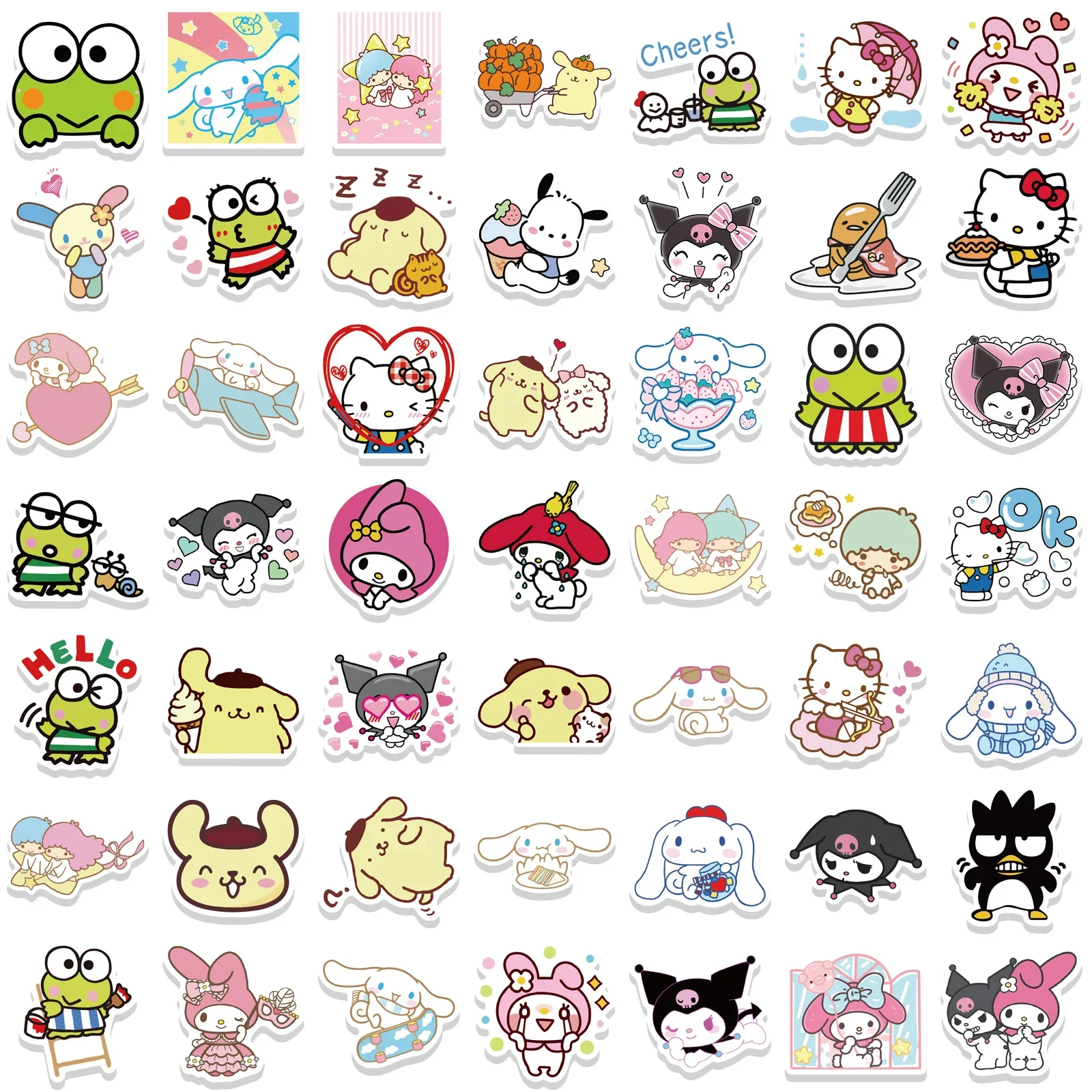 50/100pcs Kawaii My Melody Kuromi Hello Kitty Stickers for Kids Girls DIY Stationery Diary Cute Cartoon Sanrio Sticker Decals