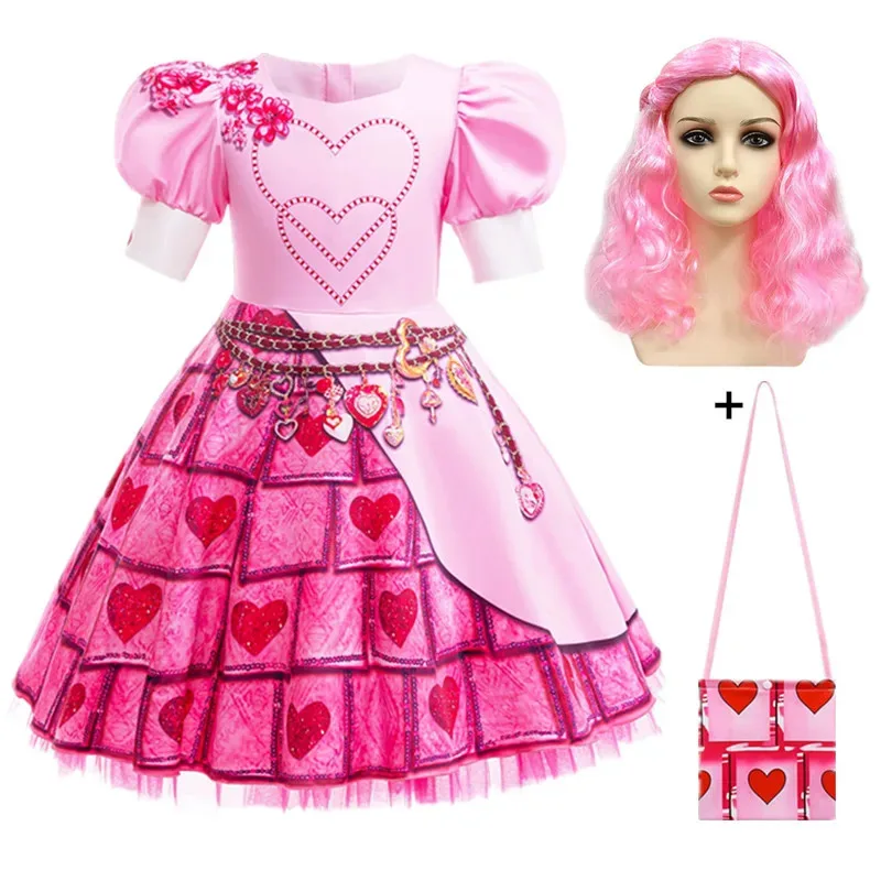 الفتيات بريدجيت تأثيري حلي صعود الأحمر زي D-الانسدادات 4 أطفال تمويه فستان أحمر حفلة الهالوين ملابس للحفلات الباروكات