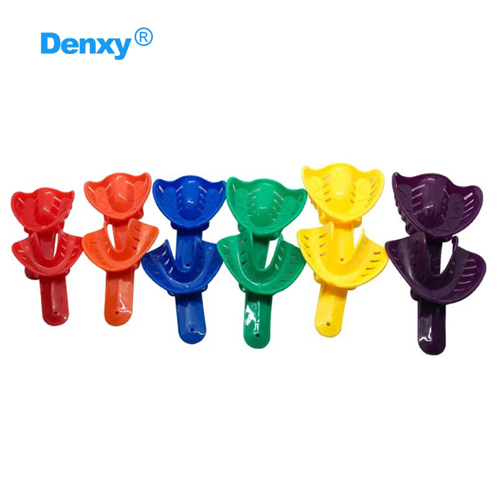 DENXY 12 Stück/Beutel Dental Einweg-Abdrucklöffel Bunte Kunststoffmaterialien Zahnhalter Zahnprothesenmodell Zahnarztwerkzeuge – Detail 4