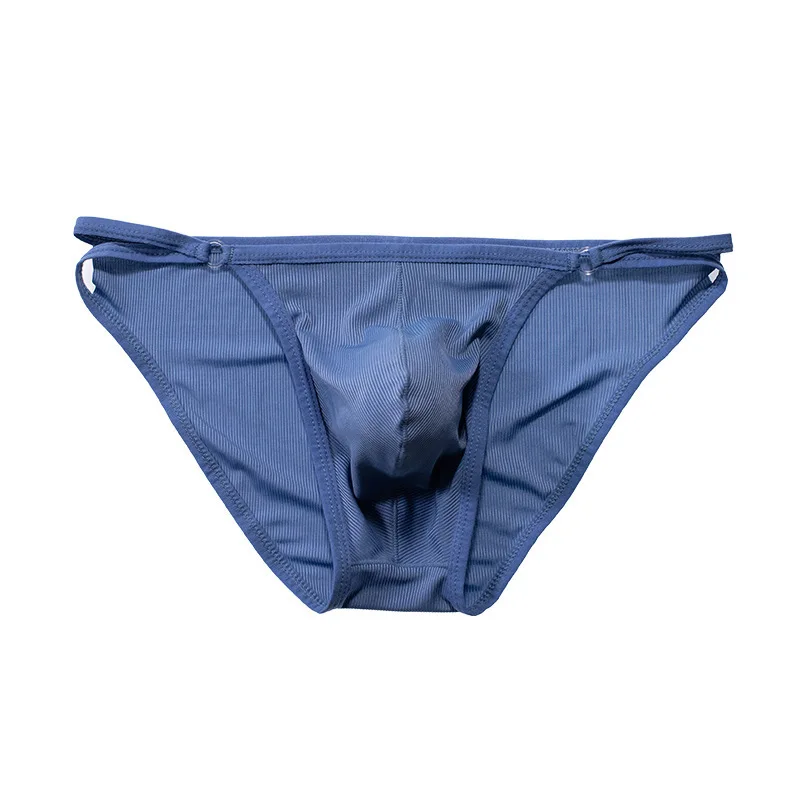 

Men's Ribbed Ice Silk Triangle Briefs, Ultra-Thin Quick Dry Underwear, Sexy Low Waist Solid Color Panties for Young Men Knickers