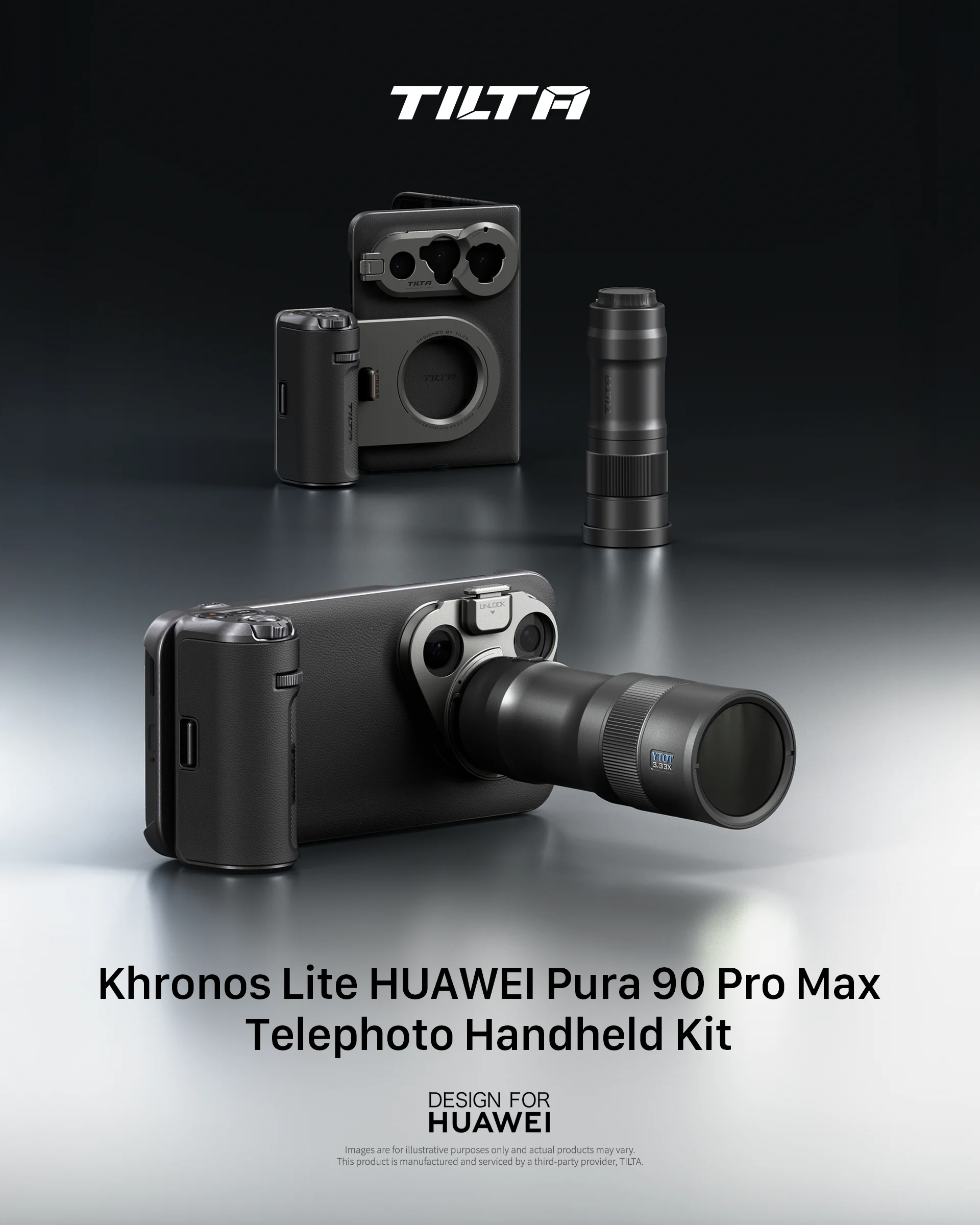 TILTA für HUAWEI Pura 90 Pro/Pro Max Teleobjektiv-Handheld-Kit DESIGN mit Fokusgriff 3,33x Telekonverter-Objektiv TKL-H80 – Detail 3