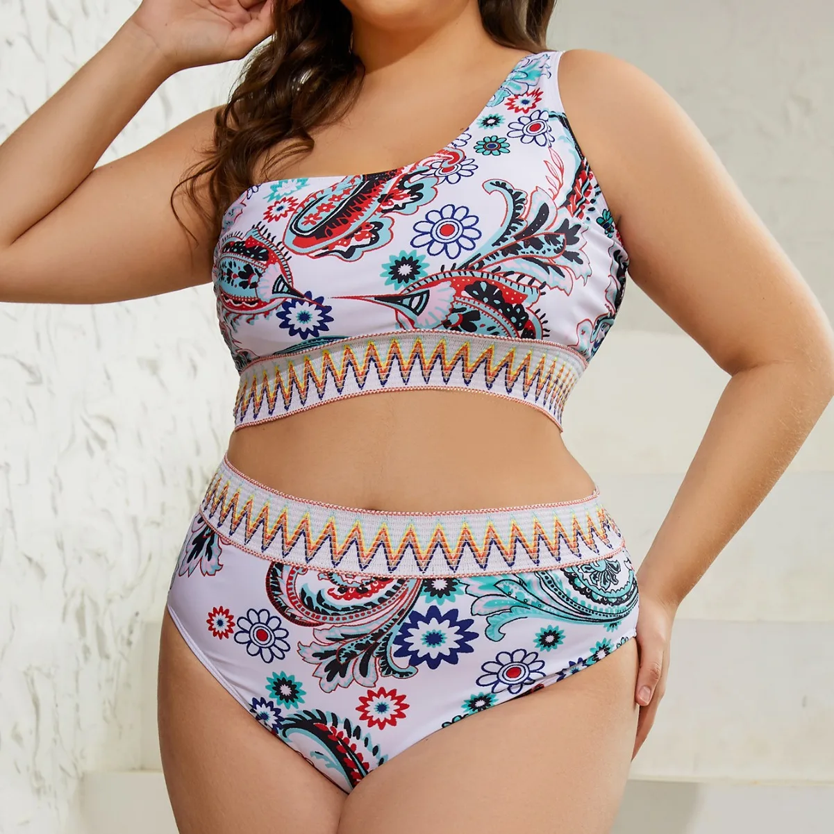 New sexy one shoulder high waist split bikini swimsuit