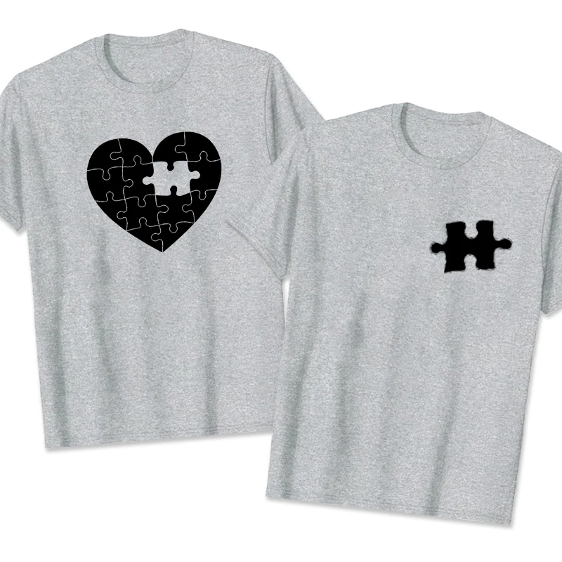 Couple T Shirts Couple Shirts Matching Tees Couples T Shirt Lovers of T-shirts Heart-shaped Pattern Couple Matching Sets