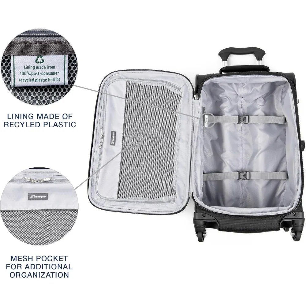 حقيبة أمتعة Maxlite 5 Softside قابلة للتوسيع مع 4 عجلات دوارة، حقيبة خفيفة الوزن، للرجال والنساء، باللون الأسود