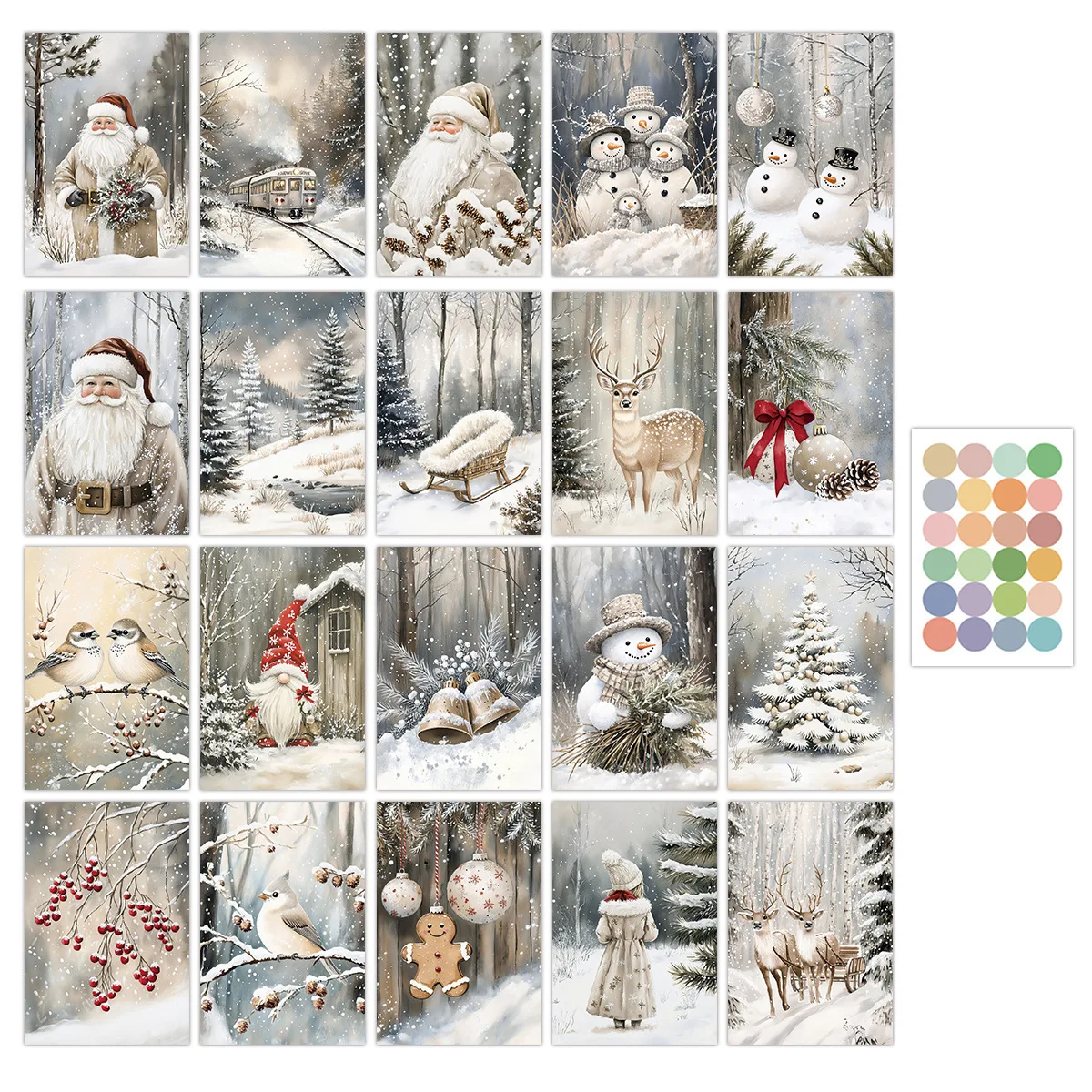 

《20 Winter Snow Art Postcards》 20 Winter Snow Scene Art Postcards Set for Greeting Collection and Wall Decor Christmas
