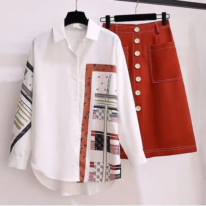 

Faionable Profional Women's Autumn Outfit New Sle Two-Piece Set Ele Sister Skirt Hepburn Sle Streetwear