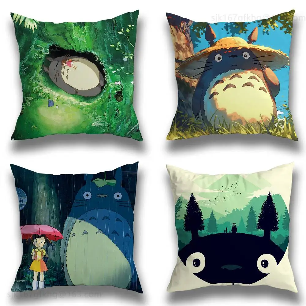 

T-TOTOROS Cute Pillow Case Square Double-Sided Printing Short Plush Sofa Cushion Cover Bedroom Bedside Pillow