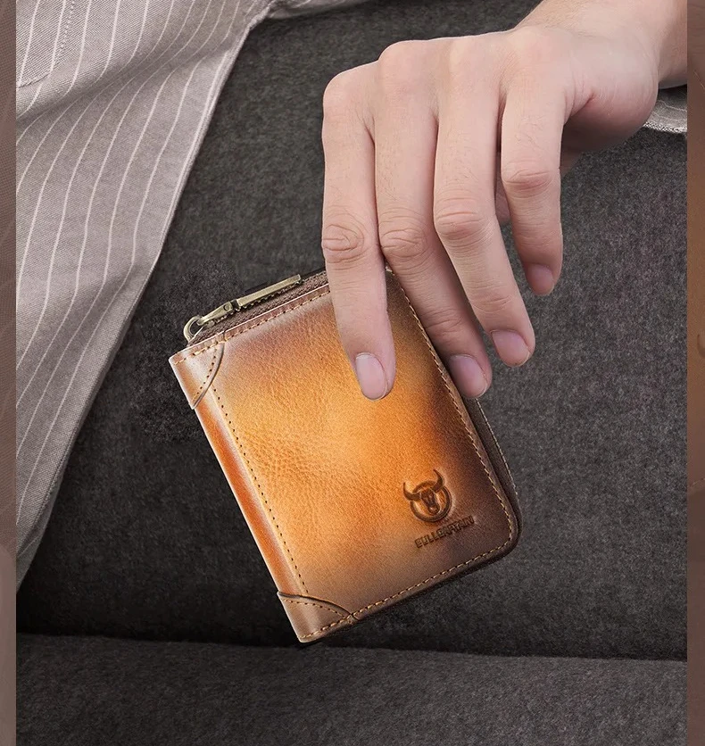 Head layer cattle pickup bag men and women multifunctional RFID bank card square mini card holder