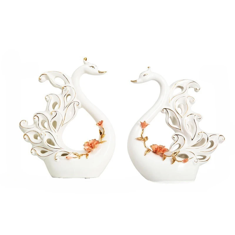 

Ceramic swan ornaments, a pair of living room porch TV cabinets, handicraft decorations