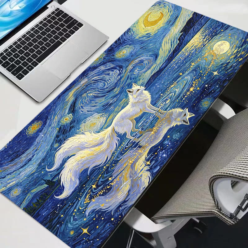 Tapis de Souris XXL Abstrait Peinture à l'Huile Grand Format pour Gamer, Tapis de Bureau pour Clavier et Souris, Tapis en Caoutchouc pour Gaming et Ordinateur Portable
