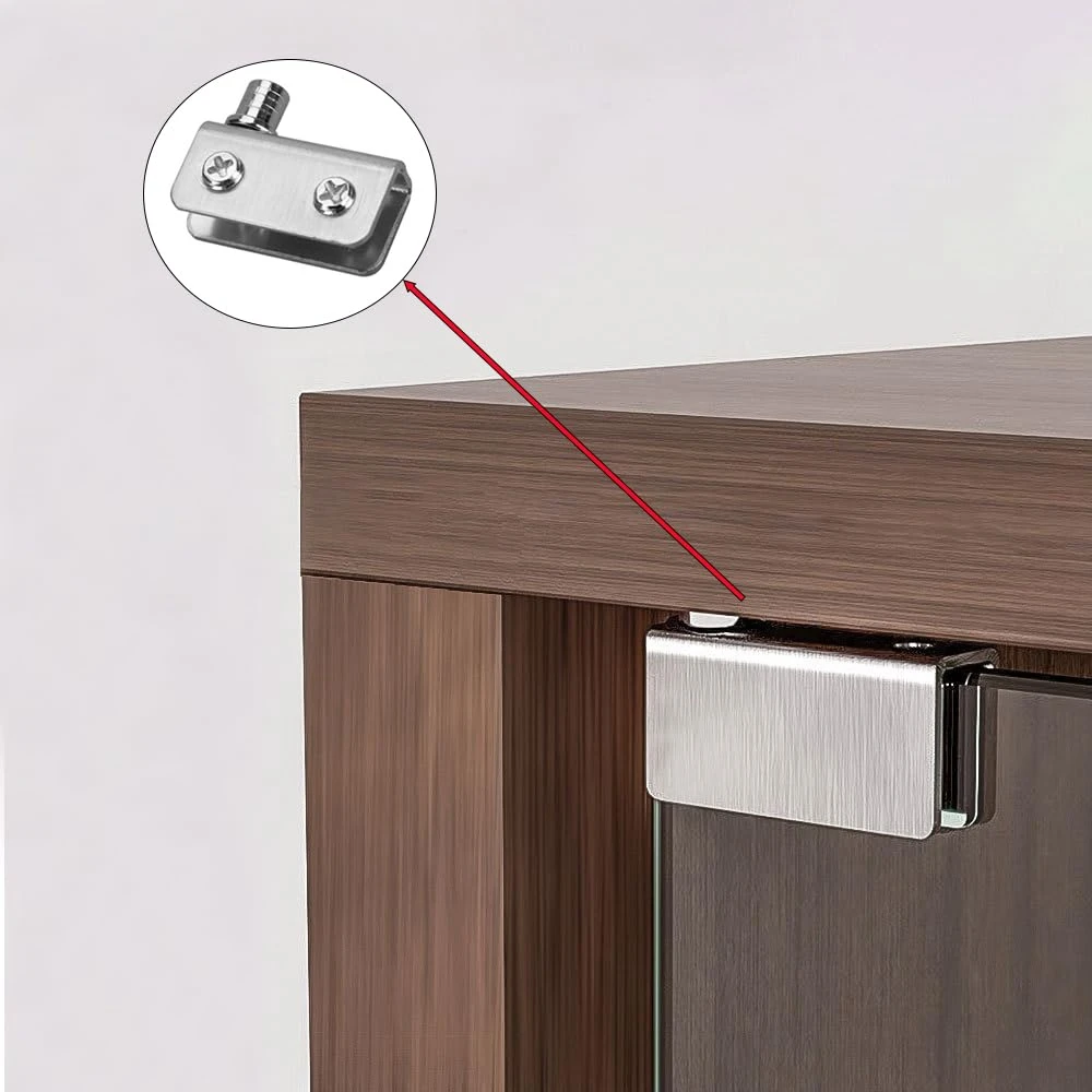 1-4Pairs Stainless Steel Wine Cabinet Door Clamp Clip Shaft Rotating Hinges Glass Pivot Hinge Hidden Hinge Rotation Axis