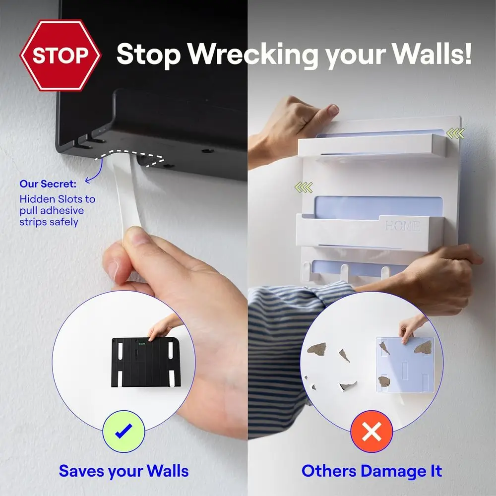 Black Floating Wall Shelf Organizer - Bedside Storage, Dorm Essentials, Remote Holder, RV Accessory