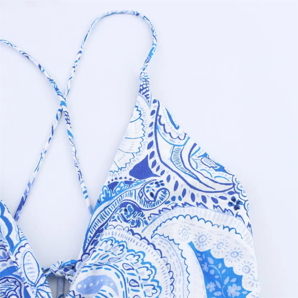 2025sexy casual backless V-hals hoge taille bedrukte jarreteljurk nieuwe zomer dameskleding