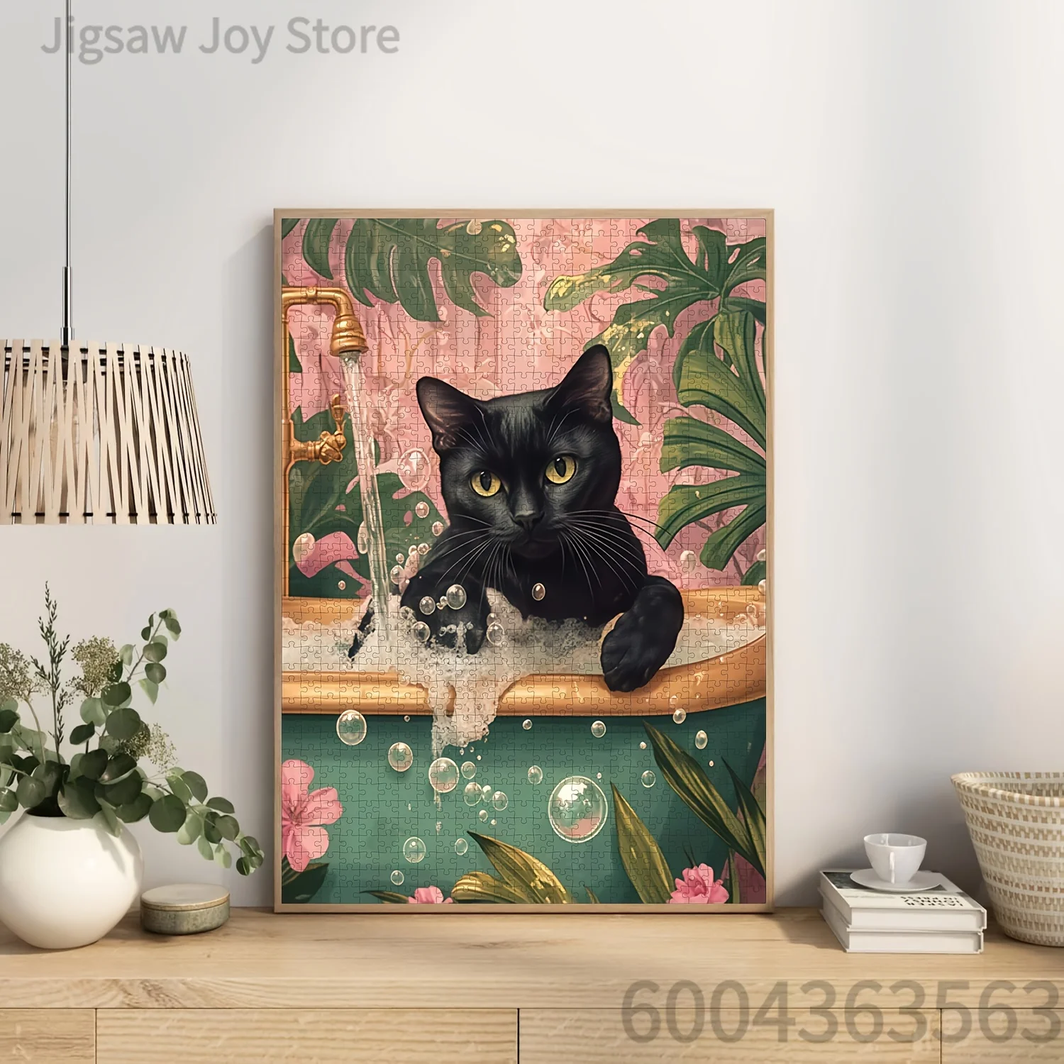 Cute Animal Art Jigsaw Puzzle, Black Cat Bath, Funny Shiba Pack, Country Farm Cottage, Puppy & Bear Road Trip, 500-2000Pcs