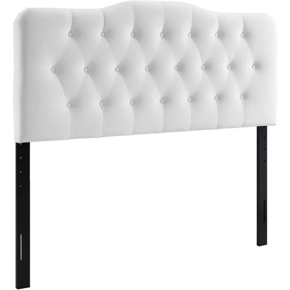 

Diamond Tufted Performance Velvet Full Headboard in White Freight Free Single Bed Headboard for Wall Headboards for Beds Double