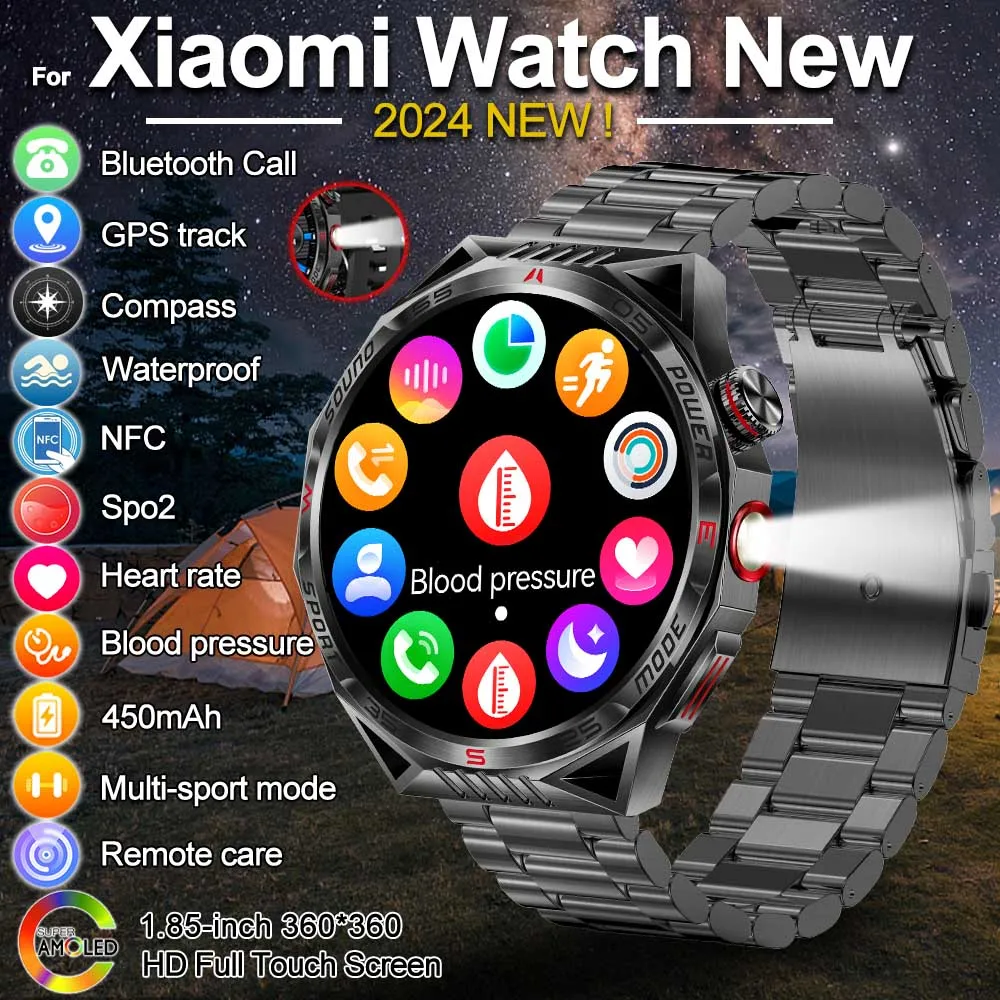 

2024 New for Huawei Xiaomi Compass GPS Tracking Smart Watch Men 1.85 Inch HD AMOLED Screen BT Call Sport Waterproof smart watchs