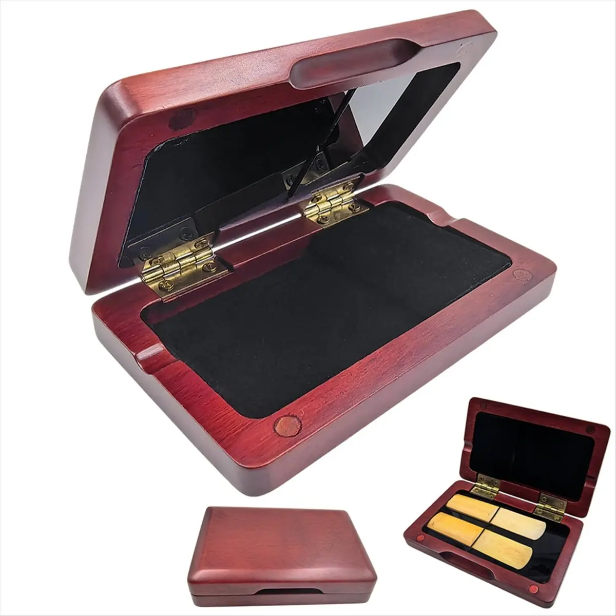 علبة صندوق حاوية الساكسفون الكلارينيت مع فتحات لملحقات موسيقى القصب 2 قطعة [AA74-AAA]