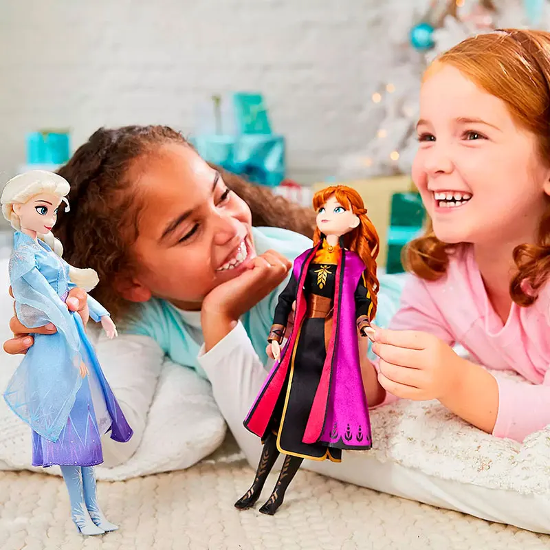 Oryginalny Disney Frozen 2 element ubioru do dźwięk i światło księżniczki mody anny śpiewającej lalka Model dziewczynka zabawka upominki świąteczne