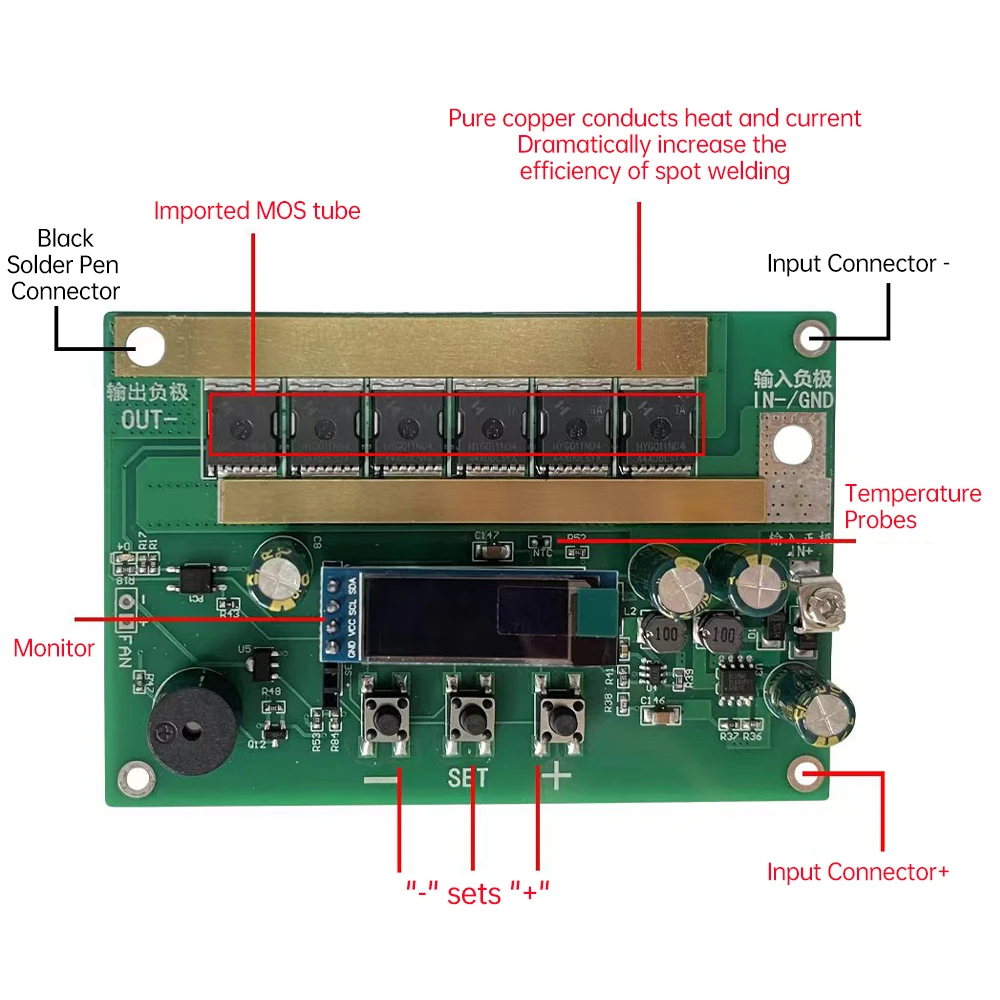 6.5V-16V 99 Gear Adjustment 18650 Lithium-ion Spot Welding Machine Supports 2.7V 3000F Farad Capacitor 3 Segment Pulse