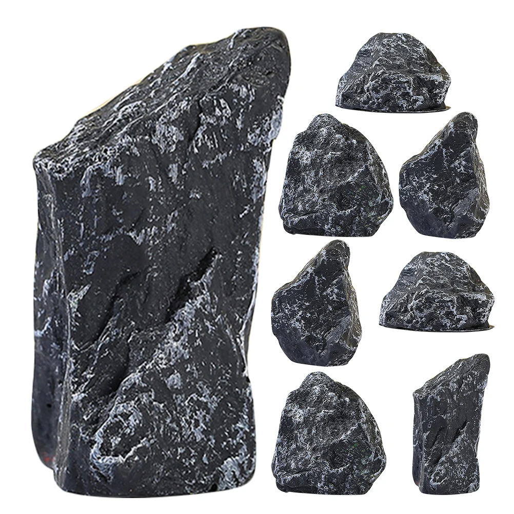 

8pcs Micro Stone Landscape For Fish Tank Aquarium Rockery Ornament Resin Fake Rock Craft Sandstone Decor Miniature Garden