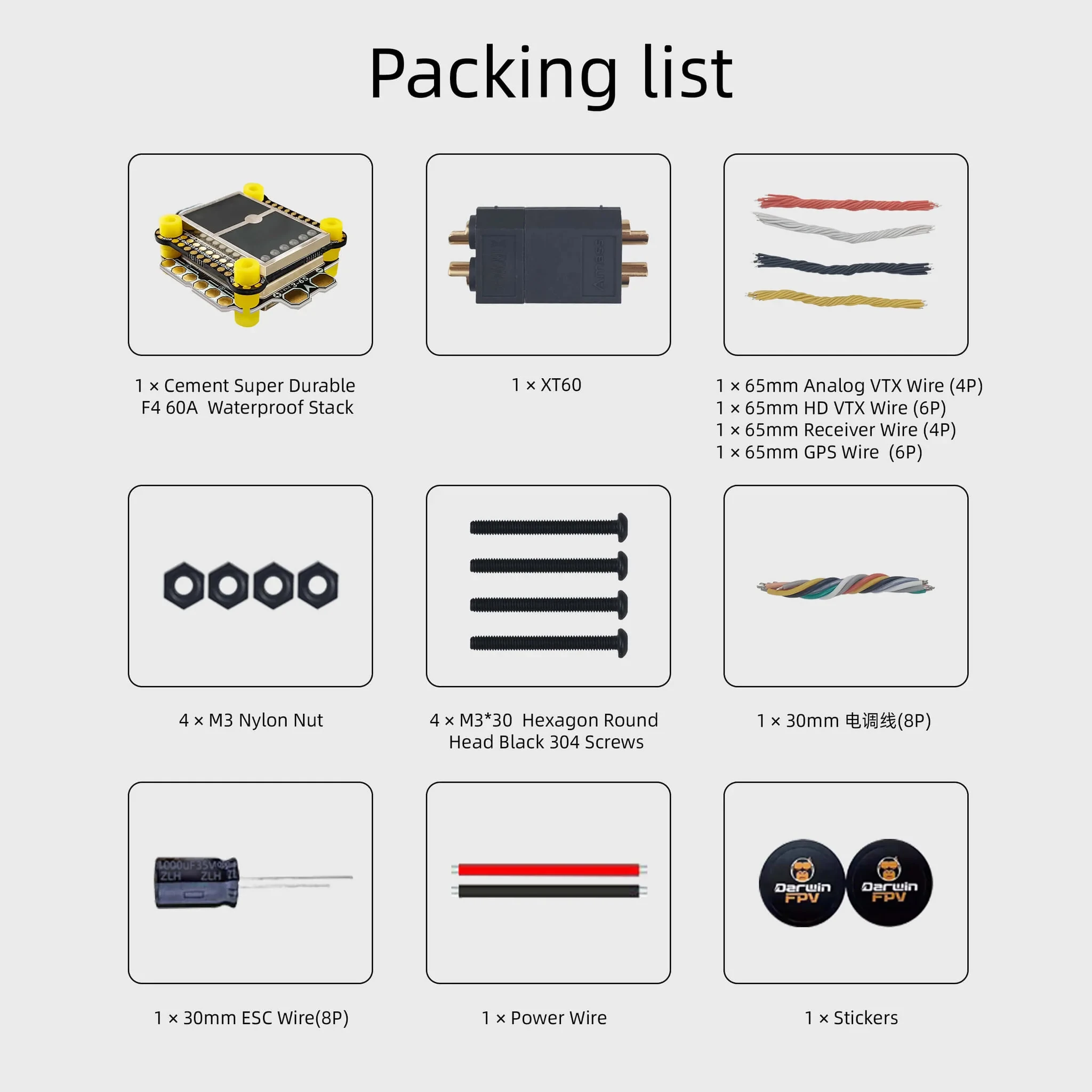DarwinFPV Waterproof Cement Series Ultra-Durable F4 60A Flight Controller Stack F435 30A / 45A AM32 AIO F4 60A MPU6000 thumbnail 6