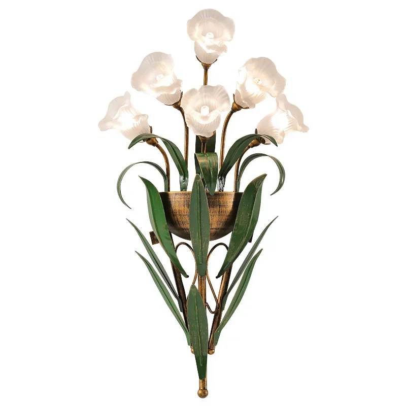 

Wall lamp living room TV background wall lamp, modern simple pastoral bedroom bedside French wall lamp retro lamp