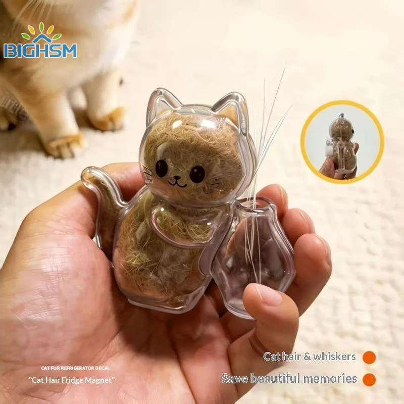 Transparent Cat Hair Storage Refrigerator Pet Fur Keepsake Capsule DIY Souvenirs Cat Whiskers Collector Fridge Magnet