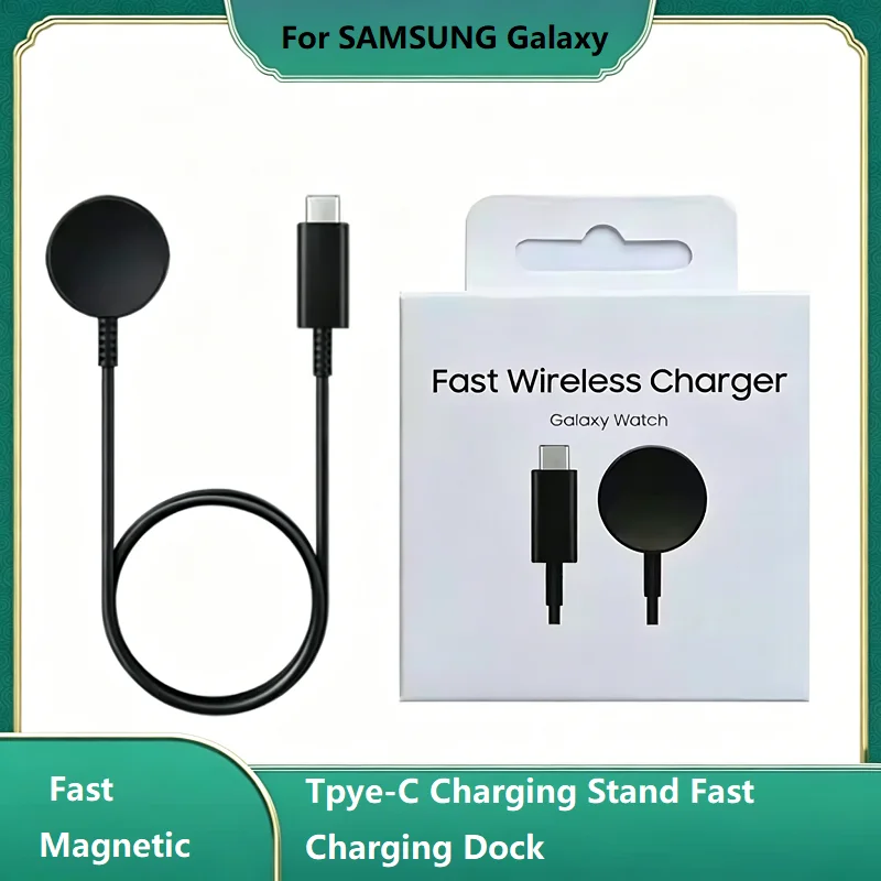 Carregador Magnético Sem Fio Rápido para SAMSUNG Galaxy Watch8/7/6Classic/5 Pro 4/3/2A, Suporte de Carregamento Tipo-C/USB, Carregamento Rápido