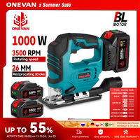 ONEVAN 3500RPM Brushless Electric Jig Saw 1000W Jigsaw Adjustable Blade 3 Variable Speed Woodworking Tool for 21V 18V Battery