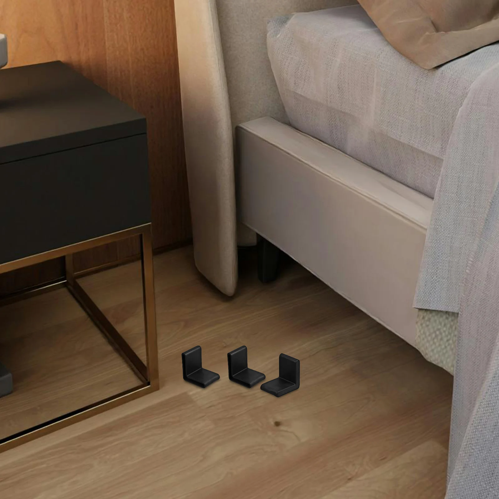 

20Pcs Black PVC Angle Iron Caps L-Shaped Shelf and Bed Frame Protectors Furniture Leg Covers Floor Anti-Slip Pads