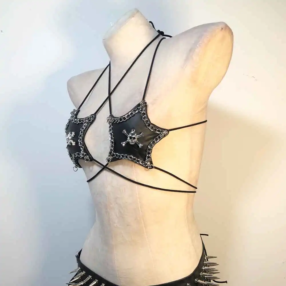 Goth Tops Rave Outfits Scene ALT Festival Bra Y2K T-shirt Punk Rock Clothes 2026 Grunge Emo Clothing Gothic Tank Cyber