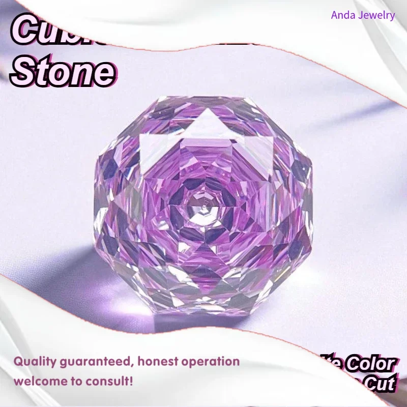 

M-Cubic Zirconia Stone Octagon Rose Cut Kunzite Color Loose Stones 6mm-8mm Used for DIY Charms Jewelry Making Main Materials