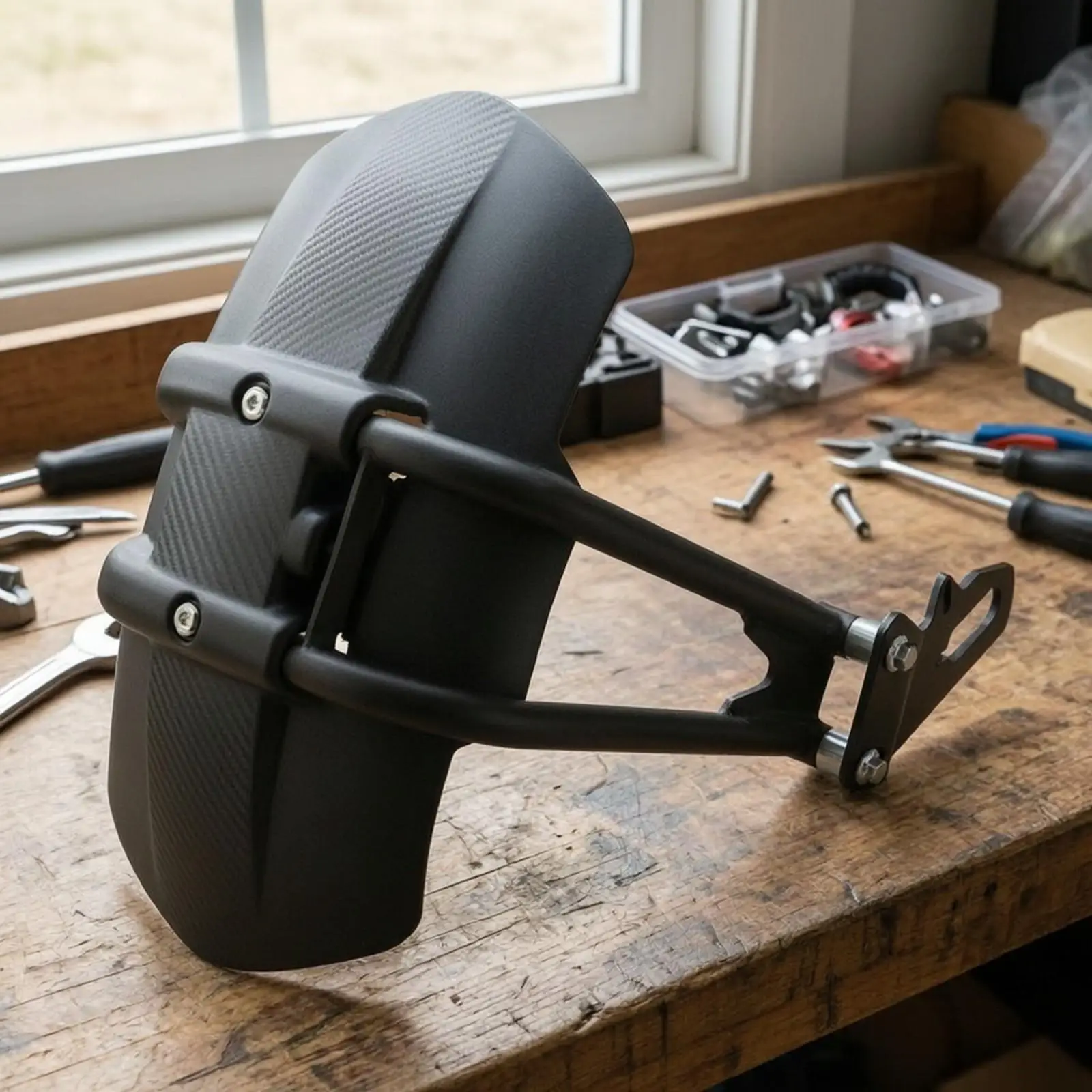 Motorcycle Rear Mud Flap Fender with Metal Mounting Bracket for Road Bike Splash Guard Mud Repellent Commuting Accessory