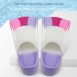 Colorful swimming training fins for summer tourism, elastic and soft silicone diving frog shoes