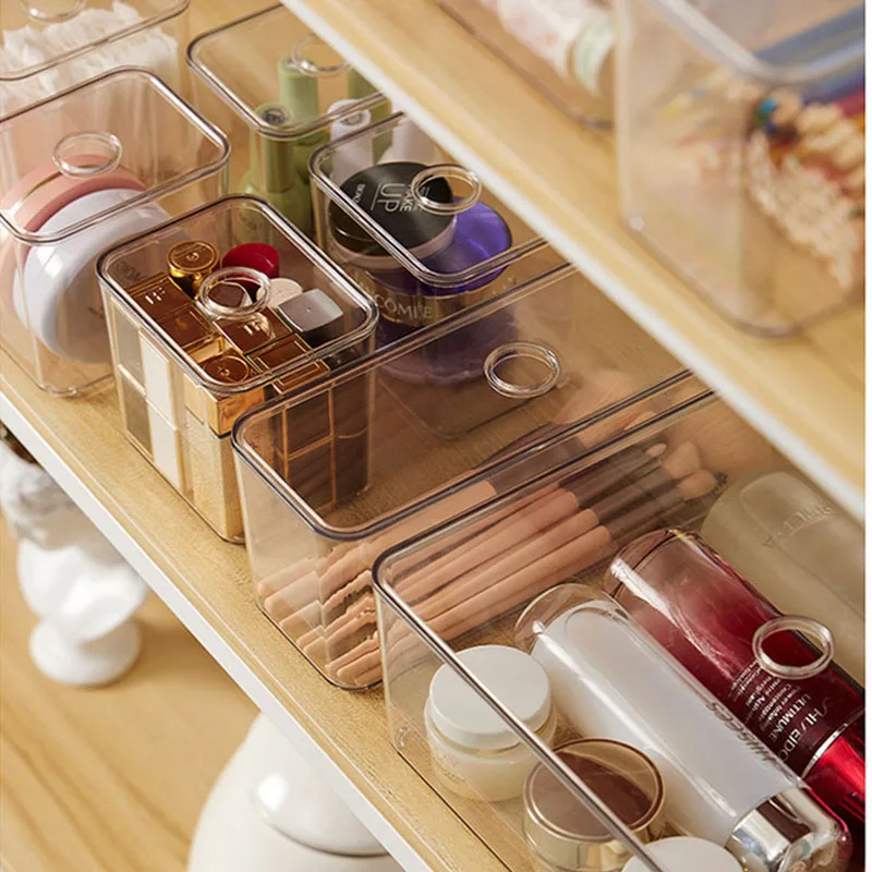 Drawer Desk Organizer Clothes Storage Box With Lid Clear Acrylic Makeup Organizer Drawer Office Stationery Box Cosmetics Storage