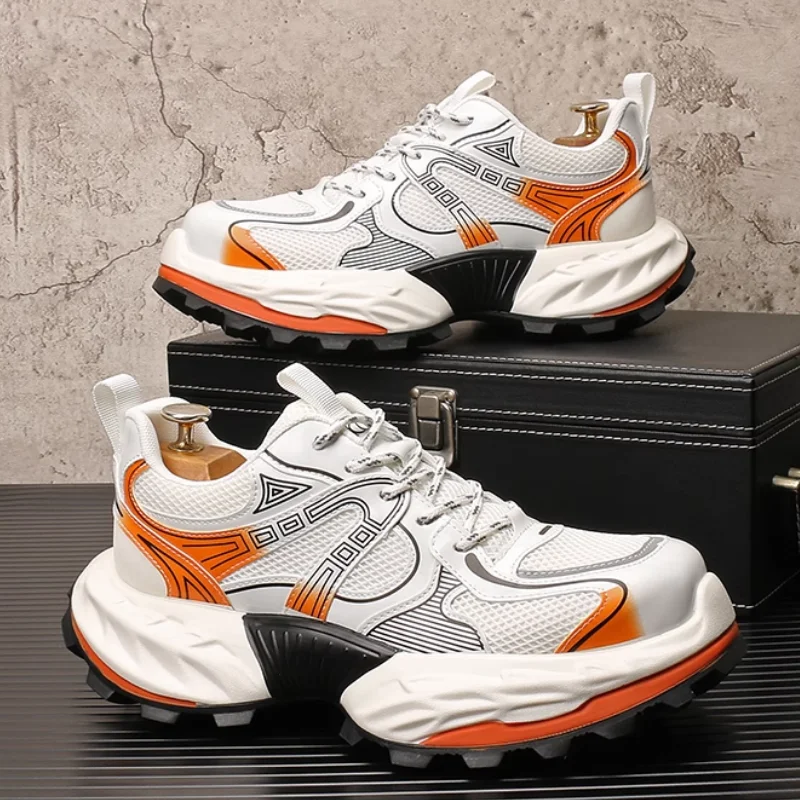 

Trendy men's summer breathable mesh design dad shoes, men's thick-soled height-increasing sports and casual shoes b25