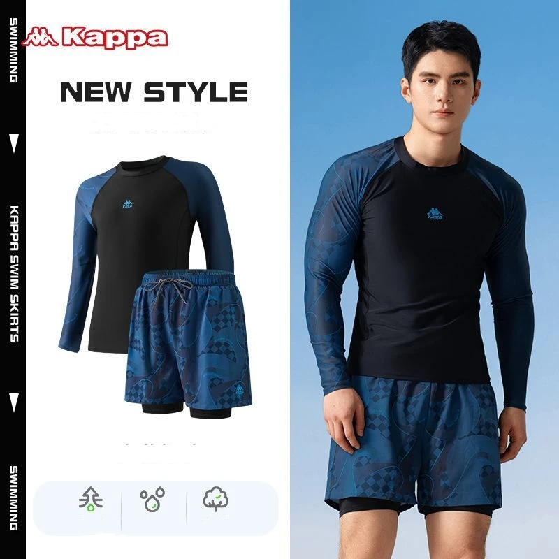 Kapaa Men Two Pieces Professional Outdoor Beach Surfing Swim Shirt Trunks Long Sleeve Quick Dry Water Sport Board Bathing Shorts