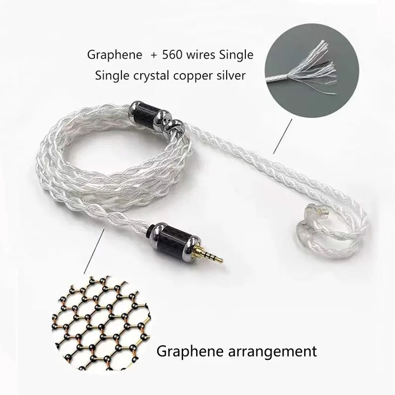 Custom Graphene + Litz 6 OCC plated silver Headphone Cable A2DC QDC IE80 IE400 MMCX 0.78 2Pin 2.5 4.4 3.5mm TYPE-C Lighting DIY