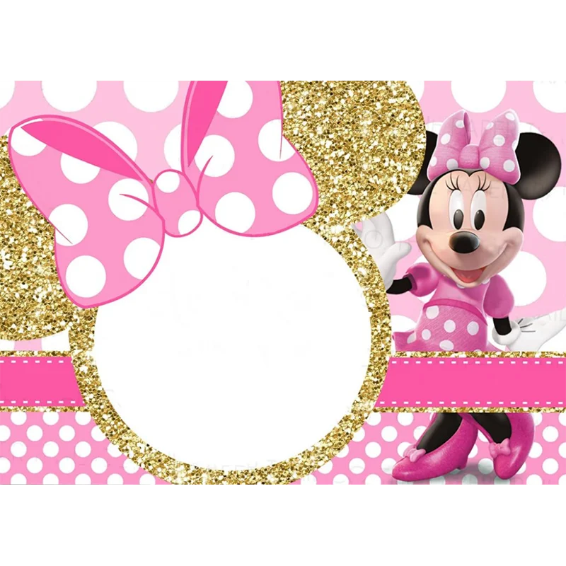 Disney Pink Gold Glitter Minnie Mickey Mouse Backdrop Photography Birthday Background Party Supplies Boys Girls Decoration