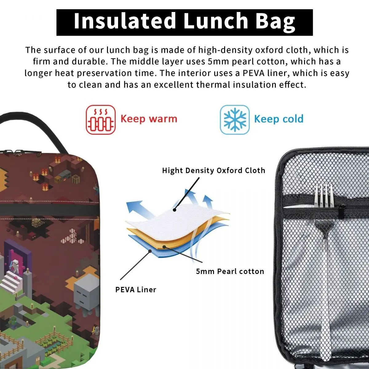 Exploring New Worlds Insulated Lunch Bag for Women Kids Portable Food Boxes Thermal Lunch Box Tote