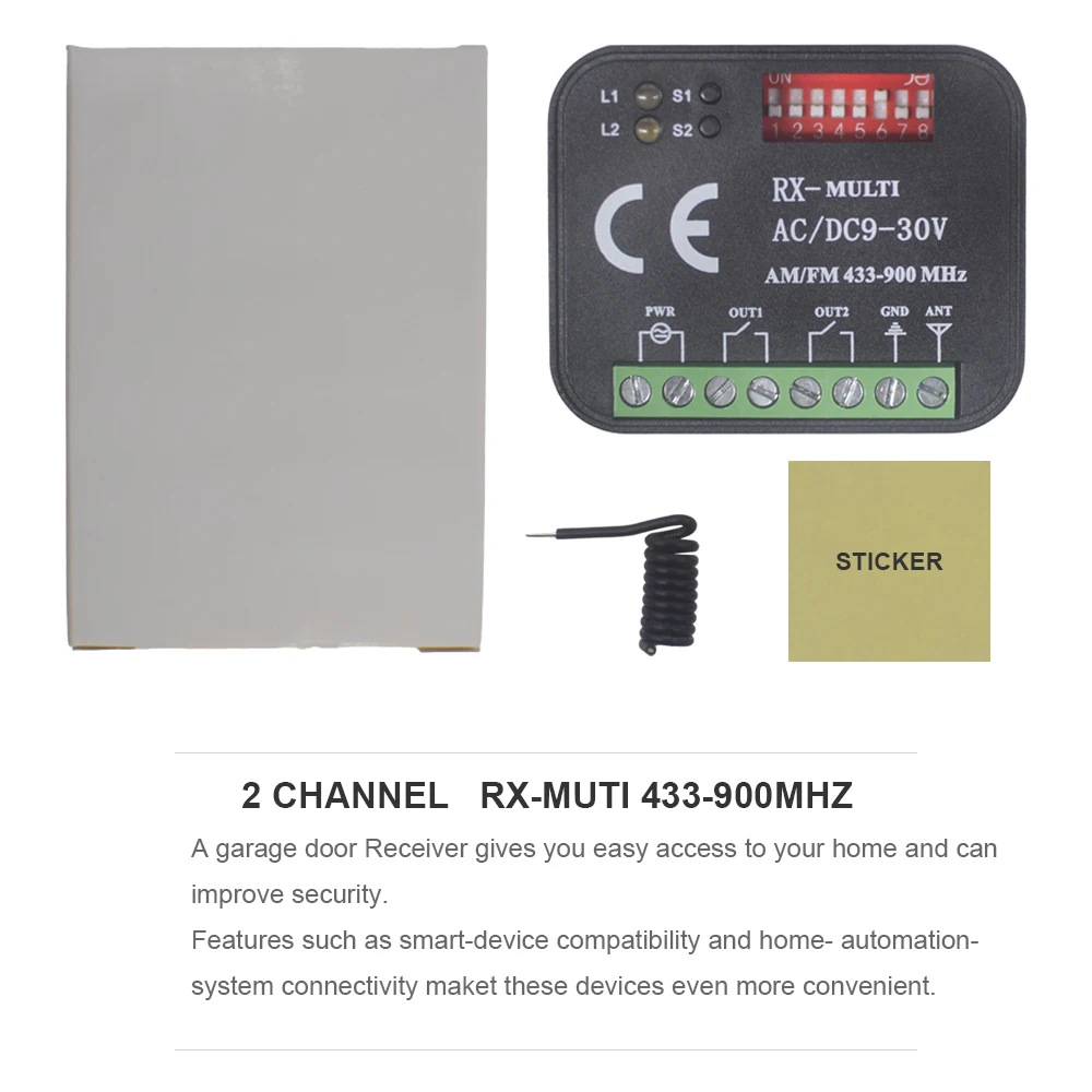 Universal RX-MULTI AC/DC9-30V 2 Channel Remote Controller Switch Receiver 300-868MHz 433MHz 868MHz For Garage Gate Door Opener