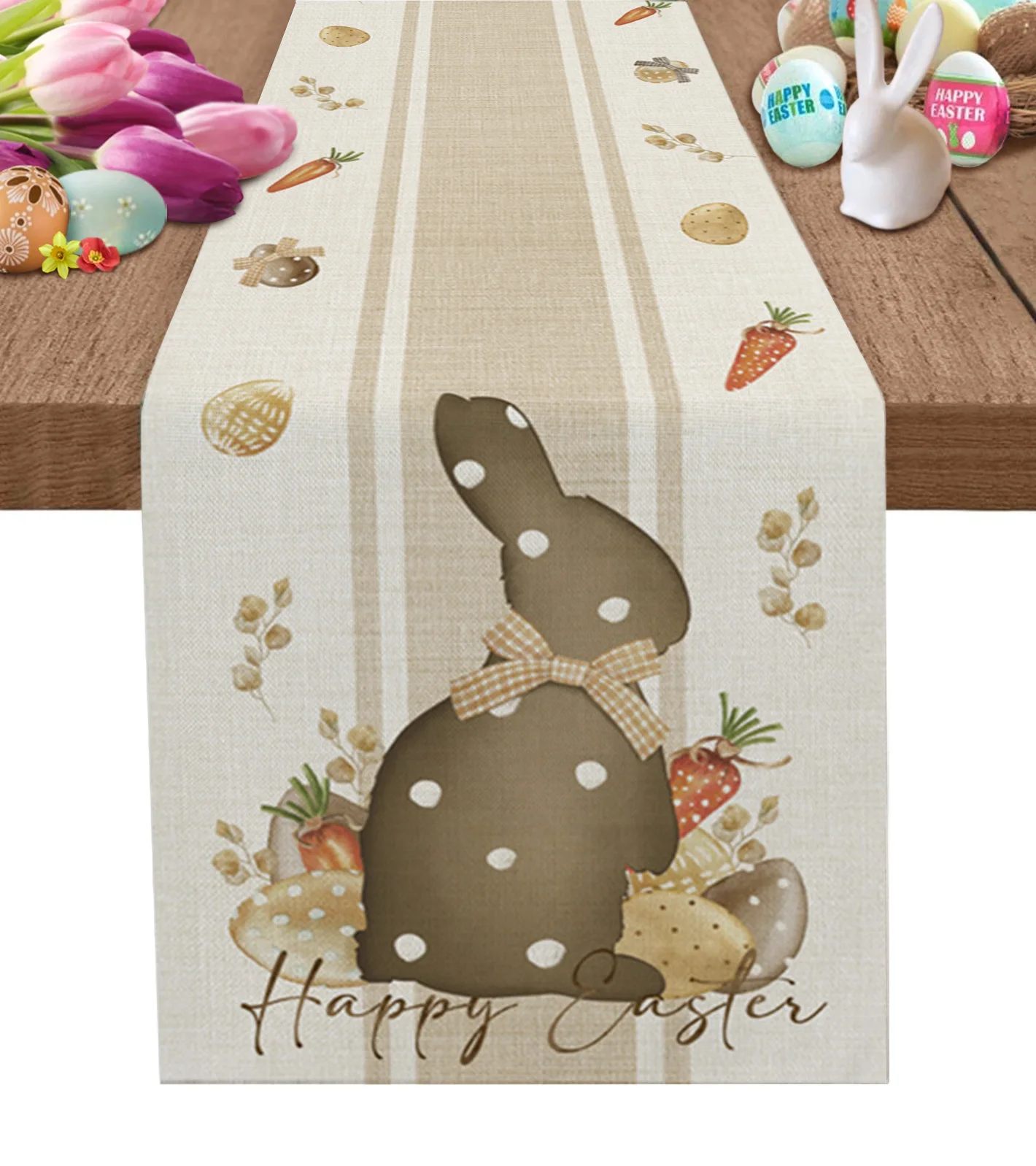 

Easter Eucalyptus Eggs Rabbit Polka Dot Table Runner Decoration Home Decor Dinner Table Decoration Table Decor