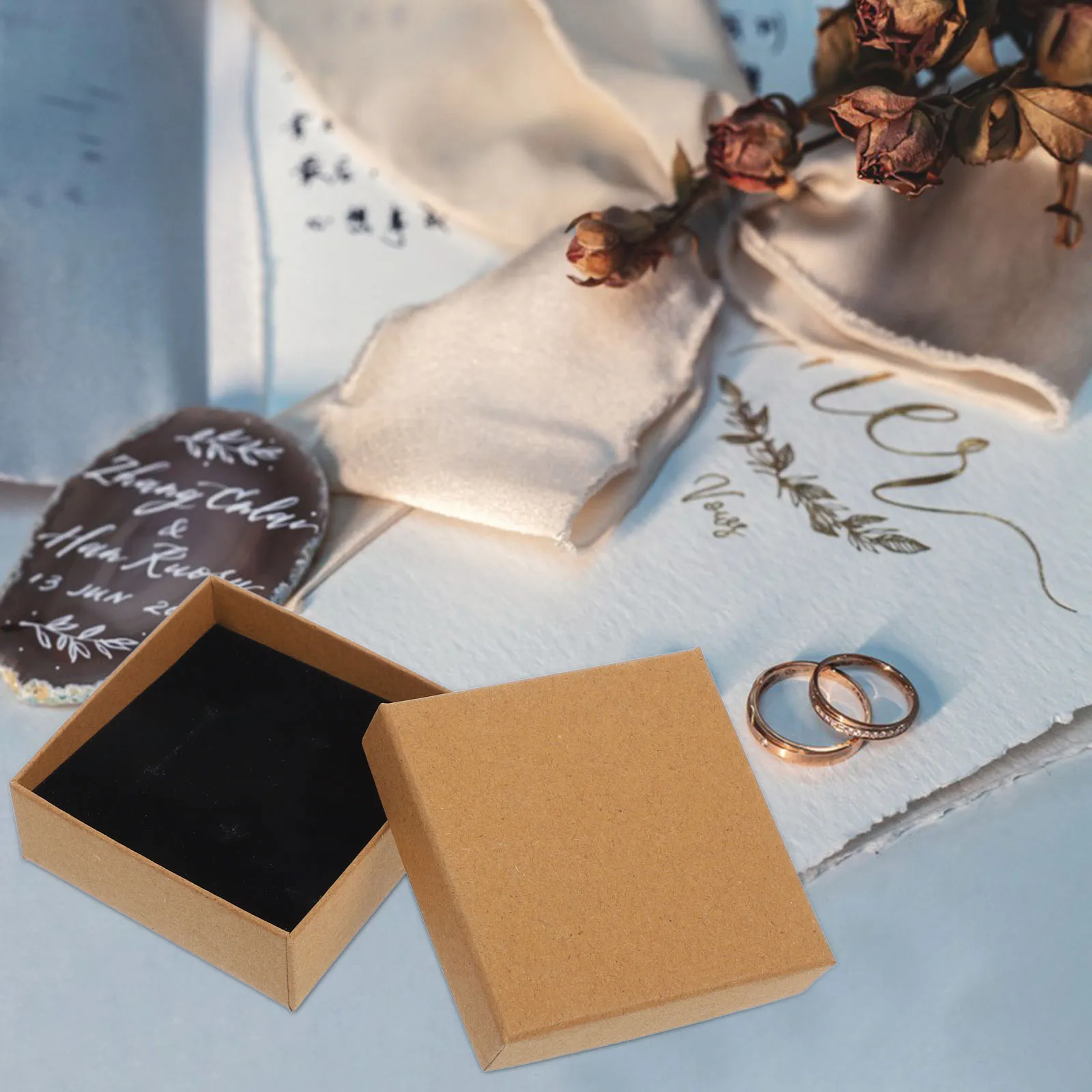 10Pcs Black Jewelry Box with Sponge Insert for Earring Necklace Storage Portable Gift Present Organizing Case