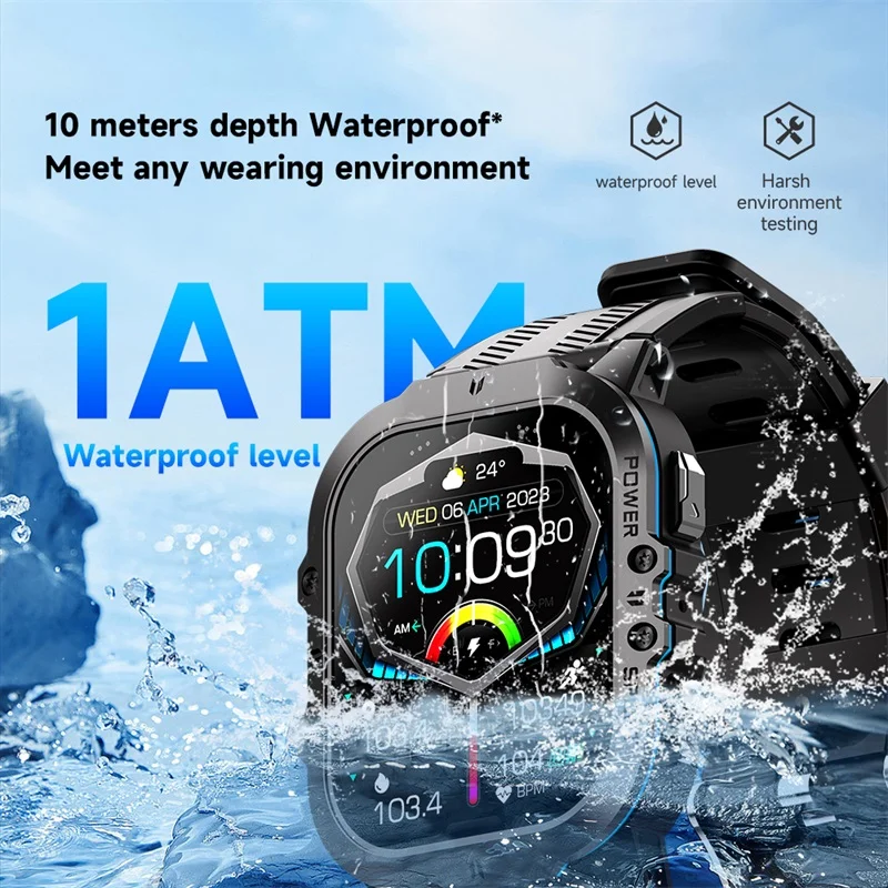 Fashion New smartwatch C26 1.96 inch AMOLED screen 1ATM depth waterproof Exercise record Calling Watches Men C26 Smart watch