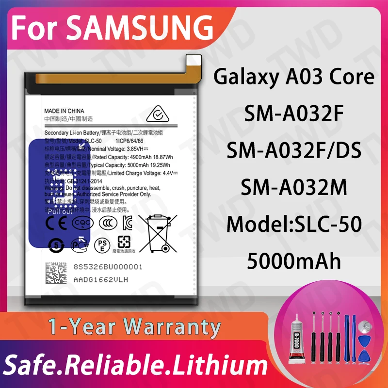 

SLC-50 Large capacity 5000mAh Battery For Samsung Galaxy A03 Core Batteries New High Quanlity+Free Tools