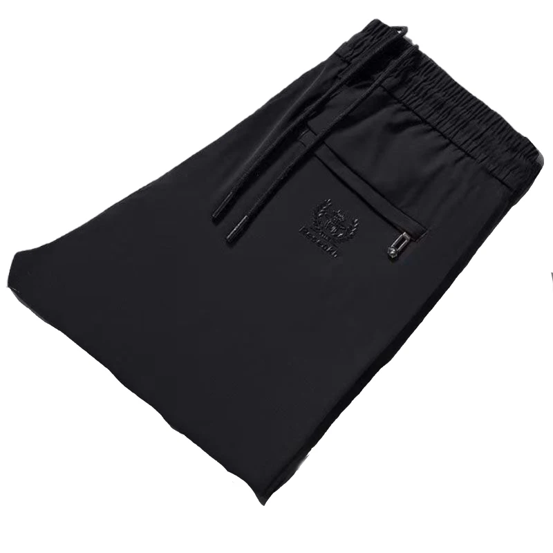 Fashion Solid Color Zipper Pockets Letter Casual Pants Men's Clothing 2024 Summer New Loose Elastic High Waist Cropped Pants